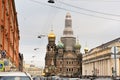 St. Petersburg, Russia, December 2019. View of the Orthodox Church of the Savior on Blood on a cloudy winter day.