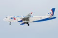 Airbus A320 VQ-BCZ of Ural Airlines before landing on Pulkovo airport in the cloudy sky