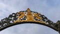 St. Petersburg, Russia, February 10, 2023. The ancient coat of arms of the Sheremetyev family on the fence of the palace.