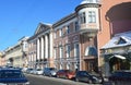 St. Petersburg, Russia, February, 27, 2018. Cars near the house of Pashkov, mansion of Levashov, 1836 year of construction. Embank