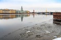 St. Petersburg, Russia, February 2020. Winter Neva river and city center attractions.