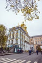 The Golden domes of Catherine`s Palace on a winter day in Pushkin, Saint Petersburg, Russia. Royalty Free Stock Photo