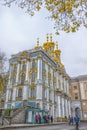 The Golden domes of Catherine`s Palace on a winter day in Pushkin, Saint Petersburg, Russia. Royalty Free Stock Photo