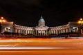 St Petersburg, Russia. Illuminated Cathedral of Our Lady of Kazan Royalty Free Stock Photo