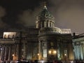 St Petersburg, Russia. Illuminated Cathedral of Our Lady of Kazan, Russian Orthodox Church in Saint Petersburg, Russia at night Royalty Free Stock Photo