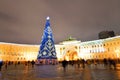 Christmas tree on Palace Square in St.Petersburg. Royalty Free Stock Photo