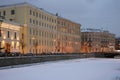 Winter twilight on the Moika River, Saint Petersburg