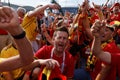 Belgian football fans singing at Saint Petersburg stadium during FIFA World Cup Russia 2018