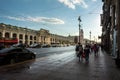 Evening traffic on Nevsky Prospect, the white night in St. Petersburg Royalty Free Stock Photo