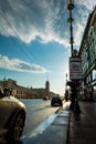 Evening traffic on Nevsky Prospect, the white night in St. Petersburg Royalty Free Stock Photo