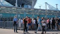 Football fans at the stadium before the quarterfinal of UEFA EURO 2020