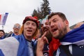 French football fans singing at Saint Petersburg stadium during FIFA World Cup Russia 2018