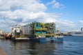 St. Petersburg, Russia, July 28: ships, construction Water transport Topaz Tobol on the Neva river, St. Petersburg