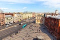 Aerial view of Ligovsky prospekt on sunny summer day. City center of St. Petersburg from a