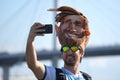 Argentinian football fan in Saint Petersburg during FIFA World Cup Russia 2018 Royalty Free Stock Photo