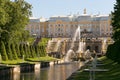 St. Petersburg, Russia - June 28, 2017: cascade of fountains in Peterhof in St. Petersburg Petersburg. Royalty Free Stock Photo