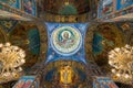 St. Petersburg, Russia - June 6 2017. ceiling decorated with mosaic in Cathedral of Resurrection of Christ