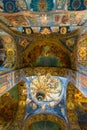 St. Petersburg, Russia - June 6 2017. ceiling decorated with mosaic in Cathedral of Resurrection of Christ