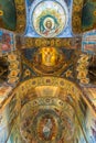 St. Petersburg, Russia - June 6 2017. ceiling decorated with mosaic in Cathedral of Resurrection of Christ