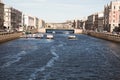 St. Petersburg, Russia-June 12, 2019. The Fontanka River. Pleasure boats with tourists. Historic centre. Sunny day