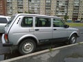 Lada Niva VAZ-2131 - popular Russian car manufacturer for the city, family and travel. Silver gray color. Legendary 4x4 SUV brand