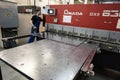 Machining by cutting large steel sheets on an automated computer