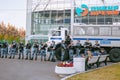 ST. PETERSBURG, RUSSIA - JUNE 26, 2018: Police OMON during the guard of the football match of the World Cup 2018 stand near the Kr Royalty Free Stock Photo