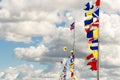 St. Petersburg, Russia - 28 June 2017: Sea flags on the pier in St. Petersburg. Royalty Free Stock Photo