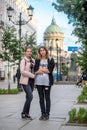 St. Petersburg, Russia, June 28, 2019: teens l walking around the city