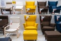 ST. PETERSBURG, RUSSIA - MARCH, 2019: IKEA store room, large selection of chairs for the house