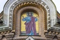 Mosaic images of saints on the walls of the Cathedral of the Savior on Spilled Blood in St. Petersburg