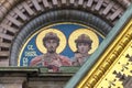 Mosaic images of saints on the walls of the Cathedral of the Savior on Spilled Blood in St. Petersburg