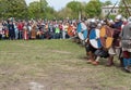 St. Petersburg, Russia - May 27, 2017: Demonstrative battle at the Viking Festival in St. Petersburg, Russia