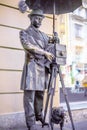 ST. PETERSBURG, RUSSIA - May 15, 2013: a bronze monument to the St. Petersburg Photographer. in Malaya Sadovaya Street in St. Pete