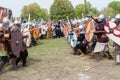 St. Petersburg, Russia - May 27, 2017: Demonstrative historical battle. Historical reconstruction of sword fighting in St. Petersb