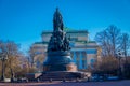 ST. PETERSBURG, RUSSIA, 01 MAY 2018: Monument to Catherine the Great on Ostrovsky Square, monument is made of 3,100