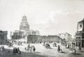 Drawing depicting the construction of St. Isaac`s Cathedral
