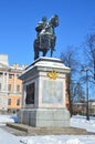 St. Petersburg, Russia, February, 22, 2018. Monument to Emperor Peter the great near Mikhailovsky castle Royalty Free Stock Photo