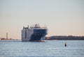 Ship goes along fairway in Gulf of Finland