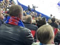 St-Petersburg. Russia - November 3: Unidentified spectators seeing the match during KHL regular match Dynamo Riga VS SKA