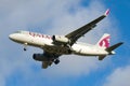 The Airbus A320-232 A7-AHQ of Qatar Airways airline close up