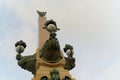 St. Petersburg, Russia, October 28, 2023. Fragment of the rostral column at the Trinity Bridge.