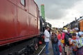 ST. PETERSBURG, RUSSIA. The school excursion group listens to the guide on the platform