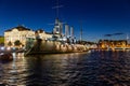 Cruiser Aurora moored in St. Petersburg. Former battleship now a ship museum Royalty Free Stock Photo