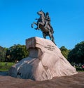 St. Petersburg, Russia - September 24, 2017: Monument to tsar and imperator Peter I the Great -The Bronze Horsemen- Royalty Free Stock Photo