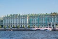 St. Petersburg, Russia, September 2019: Neva River and the facade of the Winter Palace in St. Petersburg Royalty Free Stock Photo