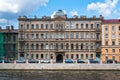 St. Petersburg, Russia, summer 2019: Eclectic building on the embankment of the Fontanka River