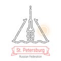 St. Petersburg, Russia Vector Line Icon