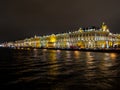 ST-PETERSBURG, RUSSIA - 03.01.2020: Winter Palace - Hermitage at night, nobody Royalty Free Stock Photo