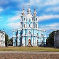 St. Petersburg - Smolny Monastery, cathedral in Russia on summer Royalty Free Stock Photo